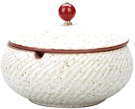 Rieort Retro-Aschenbecher, Keramik-Aschenbecher mit Deckel, Outdoor-Aschenbecher, Aschenbecher-Sets, große Kapazität, Aschenbecher für Zuhause, Büro, Innenaschenbecher
