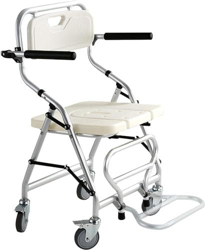 Sedia da Toilette Pieghevole Sedia da Doccia WC Mobile per Sedia Comodino Carrozzina Doccia Seduta Ergonomica per Disabili E Anziani Sgabello per Sedie A Rotelle da Bagno