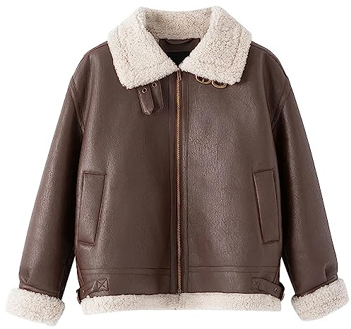 Chaqueta de piel de oveja auténtica Auburn Bomber para mujer, chaqueta de piel de oveja auténtica para piloto de invierno, cálida, retro, G1, de piel militar (Reino Unido, Alpha, L, regular, color