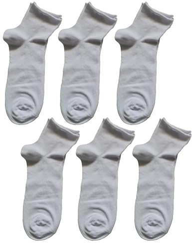 Fontana Calze - 6 par UNISEX SANITARIE varma vinterbomull utan elastisk laserskärning ankelstrumpor Tillverkad i Italien, VIT, 35-37 EU