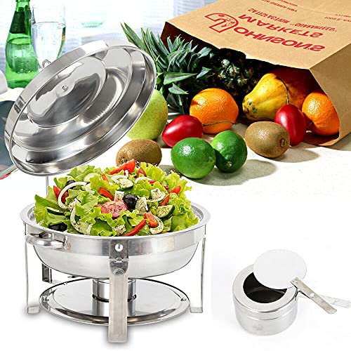 7,5 litri di scaldavivande Chafing Dish Food caldo in acciaio inox per alimenti scalda buffet, contenitore rotondo per ristorazione, buffet e feste