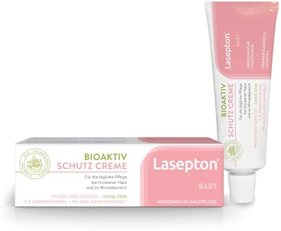 Lasepton Baby Bioaktiv Schutz-Creme,pflegt die Haut im Windelbereich, 80ml | für gerötete Haut und tägliche Babypflege, mit 5 % Dexpanthenol und pflanzlichem Defensil, zieht rasch ein