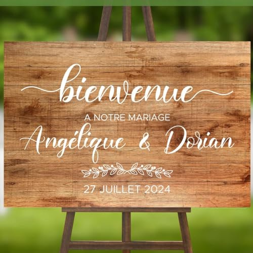 HERSTL Stickers Panneau Bienvenue Mariage Personnalisés, Décoration Mariage Champêtre Stickers Personnalisés, Bienvenue Au Mariage De, À Notre Mariage, Français Welcome Sign