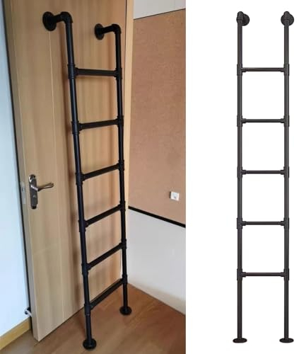 Schwarze Innenleiter für Etagenbetten, robuste Dachbodentreppe Kellerausstiegsleiter Metallleiter für Hochbetten aus Schmiedeeisen, Feuerleiter für die Sicherheit im Notfall zu Hause(120cm/47in)