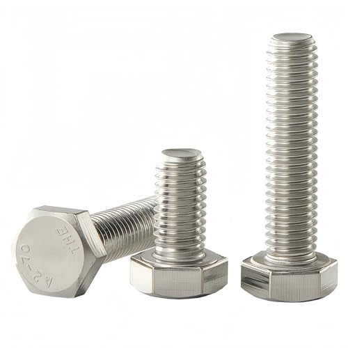 YIIFLY M8x45 Sechskantschraube, M8-1,25 Schraube,Außensechskant Maschinenschrauben, Edelstahl 304 (A2-70), DIN 933, blankes Finish, Vollgewinde,10 Stück
