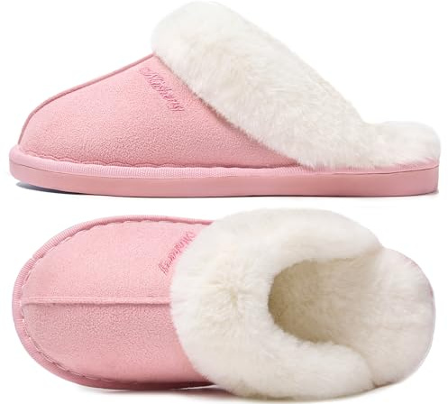 Tofflor Dam Herr Plush Varma Mysiga Sovrum Pantoletter Luddiga Bekväma Horizon rosa 40.5-42