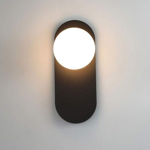 Wandleuchte Innen Wandlampe Minimalistische schwarze Wandleuchte, moderne Wandlampe, Nachttischlampen, Glaslampenschirm, Metall-Wandleuchten for Wohnzimmer, Schlafzimmer, Flur, Café, Bar Wandbeleuchtu