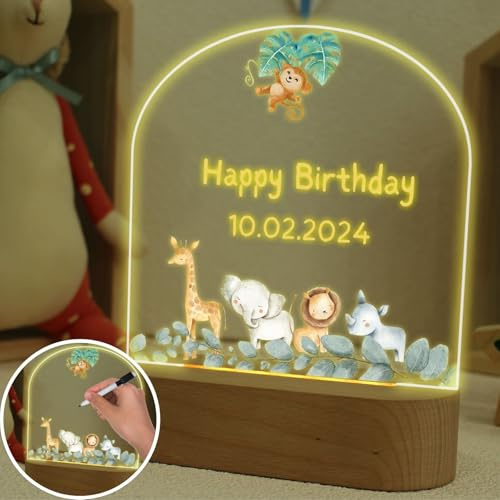 uniqicon Lampara Bebe Personalizada, Lamparas De Mesita De Noche Infantil, Luces Led Habitacion Con Paño De Limpieza Para Bolígrafos Que Se Puede Limpiar, Regalo Personalizado Bebe