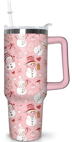 ysnifeiw Weihnachtsbecher mit Deckel und Strohhalm