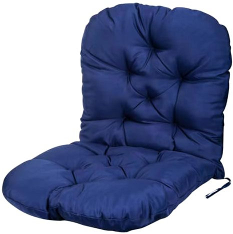 Cuscino per sedia a dondolo in rattan con schienale alto, con lacci, impermeabile, per esterni, per mobili, blu navy
