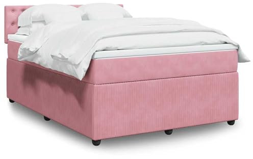 qohoio Boxspringbett mit Matratze Betten Mit Matratze Schlafzimmer Bett Boxspringbett Mit Matratze Rosa 140x200 cm Samt - 3290075