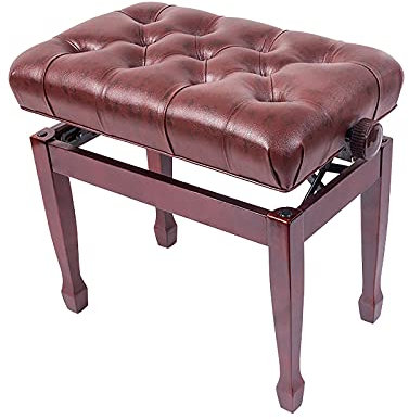 Deluxe verstellbare Leder-Klavierbank mit gepolstertem Sitz und stabilen Holzbeinen