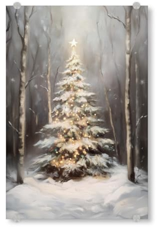 artboxONE Acrylglasbild 120x80 cm Natur Verschneiter Weihnachtsbaum - Bild Weihnachten Holz Schnee