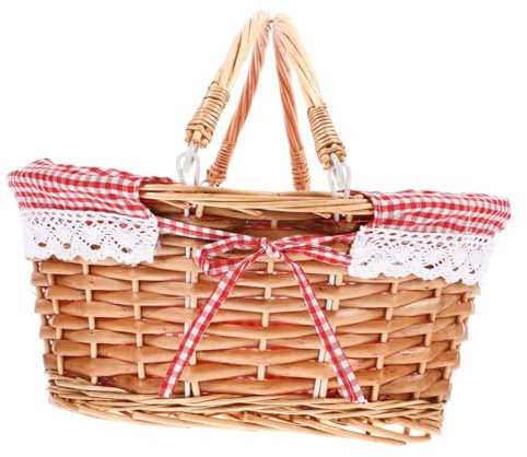 OFFSCH Picknickkorb Aus Weide Mit Griff Großer Picknickkorb Für Lebensmittel Und Getränke Kleiner Weidenkorb Mit Deckel Für Outdoor-aktivitäten Und Haushaltsorganisation