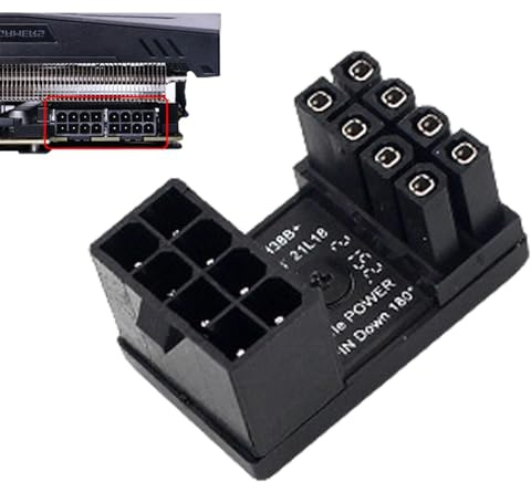 Grafikkarten-Netzteil - 6/8-Pin-Stecker-Netzteil,Abgewinkelter Adapter 8 | poliger Anschluss, Lenkanschluss 180 Grad für Desktop-PC-Grafikkarte
