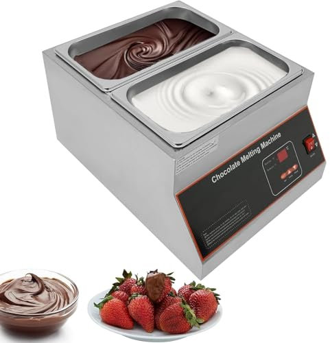 YLANMEI Air Heating Chocolate Melter, Chocolate Tempering Machine, 12L Chocolate Melting Pot with Temperature Control,2tank