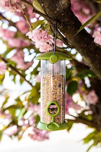 Garden Mile 20cm Twist Top Bird Feeder Hanging Caged Bird Feeder Garden Outdoor Wild Bird Feeding Station Suitable for Bird Seeds, Peanuts, Suet Nuts, Fat Balls Guard Feeder (Seed Feeder)