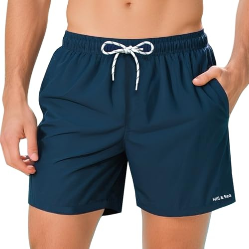 Hill & Sea badbyxor för män snabbtorkande boardshorts med nätfoderfickor och justerbar dragsko