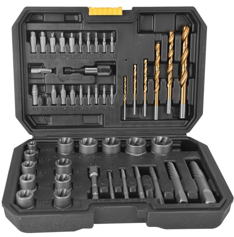 48Pcs Screw Extractor Set - Bolt Extractor Set, Damaged Screw Extractor Set, Comes with Twist Drill and Drill Adapter, for Removing Damaged or Rusted Screws, Broken Bolts and Studs