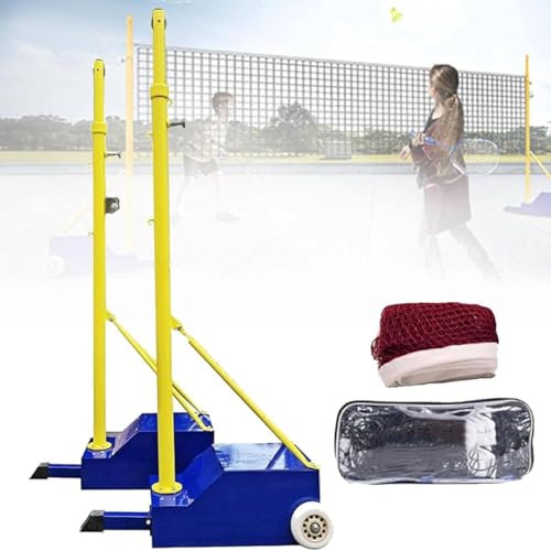 Badminton-Netzständer Volleyball-Stangennetz, Badminton-Stange, Badminton-Ständer, mobiles Badminton-Netz, Badminton-Rahmen, Kastenform mit Rädern, Pfosten-Stahlrahmen mit Stabiler Basis, Ve