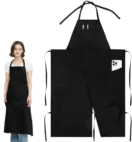OGMBI Geteilte Töpfer-Schürze, Keramik-Schürze mit 3 Taschen, Schwarz