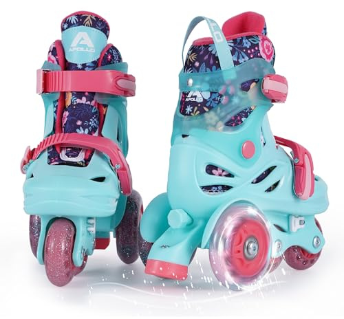 Apollo Kids My 1st Skates Adjustable - Pattini a rotelle regolabili per bambini, taglia 26-30, pattini a rotelle per ragazze e ragazzi, ideali per principianti, pattini da allenamento con doppio