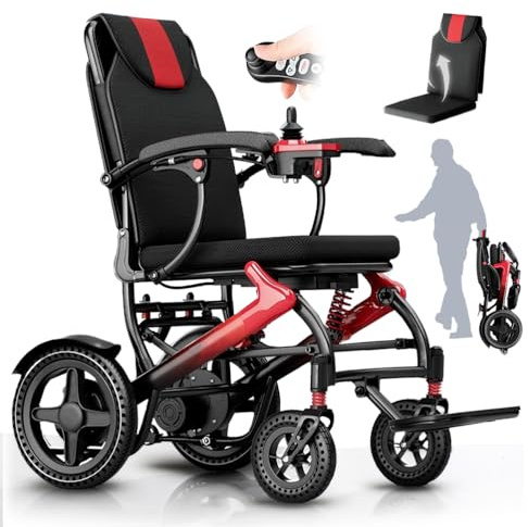 ZQHQKJ Ultraleichter Elektro‑Faltrollstuhl 16,8 kg, Elektrorollstuhl für Reisen & Senioren, 150 kg Belastbarkeit, 25 km Akku‑Reichweite, Flugtauglich, 500 W Brushless‑Motor, Fernsteuerung,10A