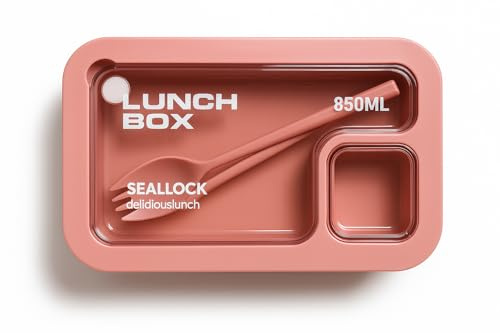 Lunch Box Porta Pranzo con Scomparti - Contenitore Ermetico per Scuola, Ufficio e Pic-nic - Bento Box in Plastica Alimentare - Senza BPA - Vari Colori (ROSA)