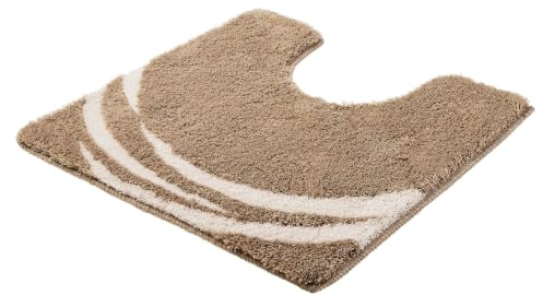 Kleine Wolke WC-Vorleger Mystic Taupe 55 x 55 cm mit Ausschnitt | OEKO-TEX zertifiziert, rutschhemmende Unterseite, für Fußbodenheizung, maschinenwaschbar, 100% Polyacryl