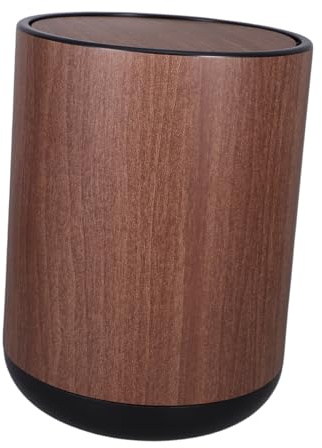 ABOOFAN Papelera De Plástico Con Diseño De Madera y Tapa Abatible Cubo De Basura Doble Para Cocina y Baño Contenedor Para Hogar y Oficina Gestión De Residuos