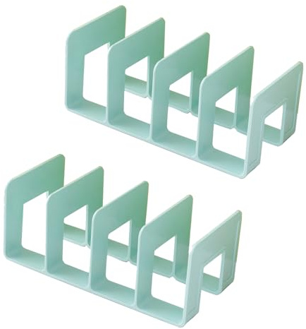 2PCS Schreibtisch-Aktensortierer aus Kunststoff mit 4 Fächer, Buchständer für Schreibtisch – Platzsparender Bücher Organizer, Stabil & Langlebig, Tischregal für Bücher, Hefte & Ordner (Grün)