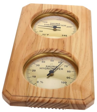 ibasenice Higrómetro y Termómetro De Sauna De Madera y Metal Medidor Analógico De Temperatura y Humedad Para Interior y Exterior Instrumento Preciso Para Control Ambiente Casa y Jardín
