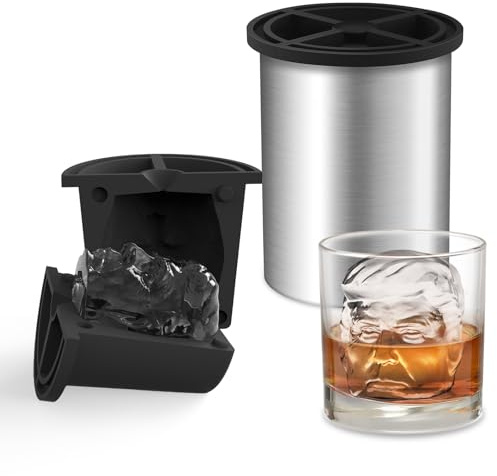 Clear Ice Cube Maker, 2 Clear Ice Ball Maker for Old Fashioned Whiskey lover, Bourbon, Whiskey, Cocktail Funny Gifts for Men on Birthday or Holiday, Easy-Release Stainless Steel Ice Mold(1Pack)