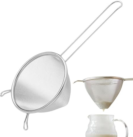Ahuuen Coladores de malla fina, filtro colador de acero inoxidable apto para lavavajillas, colador de té de malla fina para cocinar, hornear, café, matcha, arroz, fideos, frutas, verduras