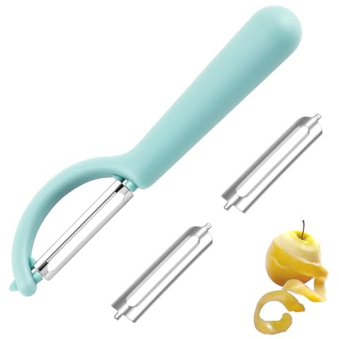 P-Schäler Sparschäler für Tupperware,mit 2 Edelstahl Ersatzklingen,Kartoffelschäler,Turbo SchäLer,Gurkenschäler,Abziehbarem Teigschaber,Leicht Kunststoffgriff Vegetable Peeler zur Tupper (Hellblau)
