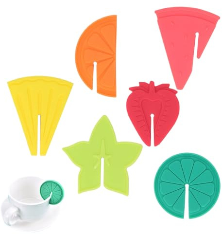 Breloque Pour Verre À Vin – Identificateurs De Boissons En Silicone, 6 Marqueurs De Flûte En Forme De Fruit | Étiquettes De Champagne Décoratives Pour Fêtes, Clubs, Anniversaires, Accessoires De Verre