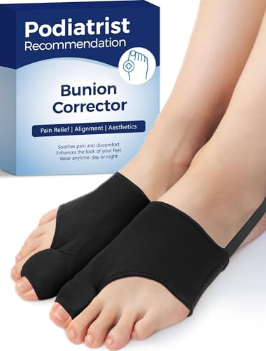 Habioer Hallux Valgus Bandage, Weich Silikon Gel Pad entzündeten Fußballen Fuß Zwei Zehenspreizer Separator Corrector 1 Paar（schwarz）-L, 2PACK