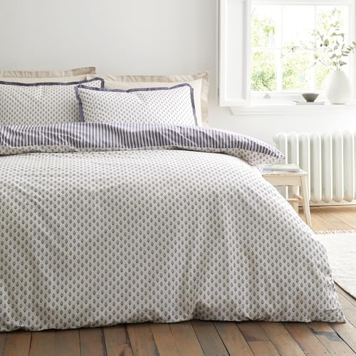 Bianca Amelie 200 Thread Count Cotton Reversible Single Duvet Cover Set with Pillowcase Blue