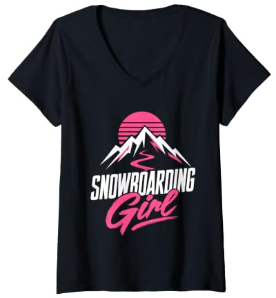 Women's Snowboarder Snowboarding Girl Girls Children Snowboard V-Neck T-Shirt