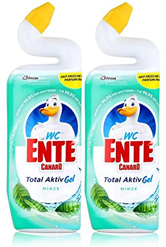 WC Ente Total Aktiv Gel Minze 750ml - Flüssiger WC Reiniger (2er Pack)
