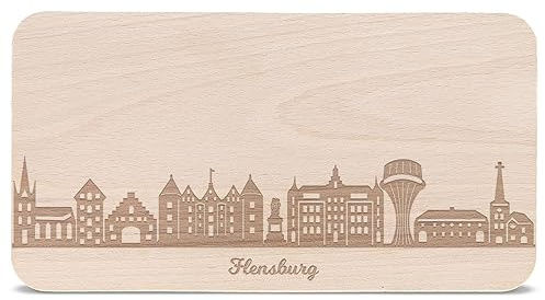 Flensburg Planche à petit-déjeuner avec gravure Skyline – Planche à pain & cadeau pour Flensburg amoureux de la ville & fans – Idéal également comme souvenir
