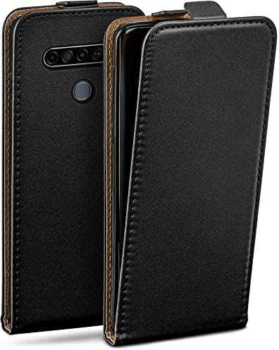 moex Flip Case für LG K61 Hülle klappbar mit 360 Grad Schutz, Handyhülle mit Displayschutz, PU Leder Handytasche Lederhülle, Flip Case Cover Klapphülle, Schwarz