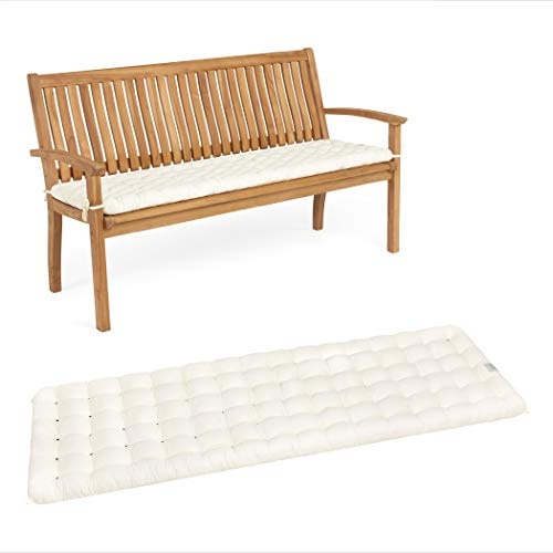 HAVE A SEAT Luxury - Sitzpolster für Gartenbank, Bequeme Gartenbankauflage - orthopädisch, wetterfest, waschbar bis 95° C - Made in Germany (110x48 cm, Weiß)