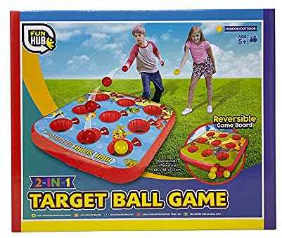 OnlineStreet Target Ball Inflatable Game - Outdoor/Indoor Party Game and Garden Toy for Kids; Perfect Summer/Lawn Family Game Set with a Reversible Inflatable Mat and Colourful Balls
