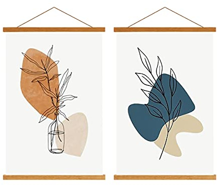 Sanauto B0 Posterleiste Posterschiene Posterleisten 120CM, Magnet Magnetische Holz Poster Aufhänger Halter Rahmen Leisten Bilder Bild Bilderleiste Bilderrahmen 120x80(120cm, Teak, 2 Packungen)