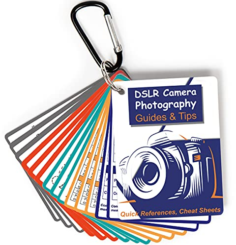 Tip Info Photography Accessories DSLR Cheat Sheet Cards for Canon, Nikon, Sony, Camera Quick Reference Guides & Tips: Settings, Exposure, Modes, Composition, Lighting etc 4×3 inch