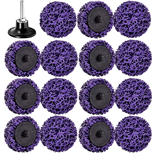 LAIWOO CSD Scheibe Schleifscheibe, Lila Reinigungsscheibe Set, Grobreinigungsscheibe Nylongewebescheibe Lackentfernung Polieren Rost für Bohrmaschine (15 Stücke-50mm)