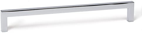 Gedotec Stangengriff lang | DER U | Möbelgriff Chrom poliert Länge: 136 mm - Bohrabstand: 128 mm | 1 Stück | Relinggriff für Küche mit Zubehör | Griff Möbel | Schrankgriffe Badezimmer-Schrank