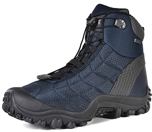 XPETI Men's Winter Snow Boots Lightweight Climbing Shoes Non-Slip Ankle Work Hiker Trekking Trail Boot Navy Blue 8.5