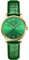 SHENGKE SK Klassische Business Damenuhren mit Edelstahlband und eleganter Damenuhr aus echtem Leder (Gold-Green)